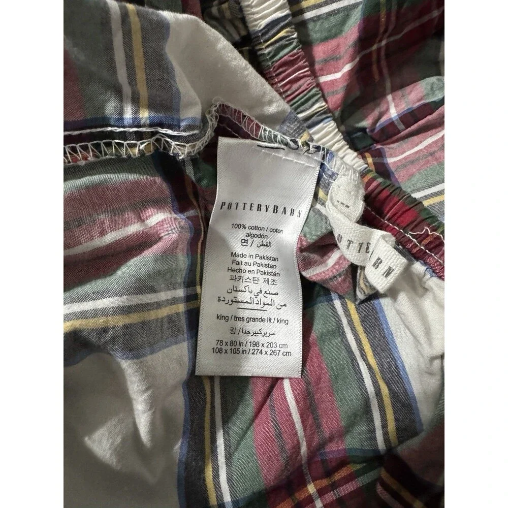 Pottery Barn Plaid King Fitted Bed Sheet Cotton - Picture 6 of 6